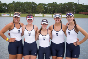 GLR girls 4+ team that travelled to the 2015 Youth National Championship Regatta.  From L to R: Grace Bentley, Elli Mapstone, Allie Nussbuam, Maddy Coady, Sydney Gillman.